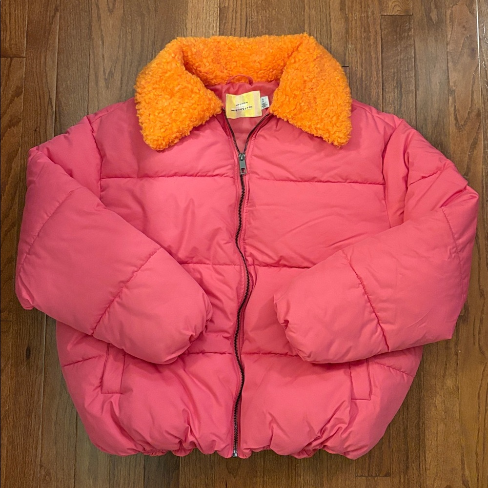 Urban Outfitters Duckie Faux Shearling Collar Puffer Coat Size Small New NWOT